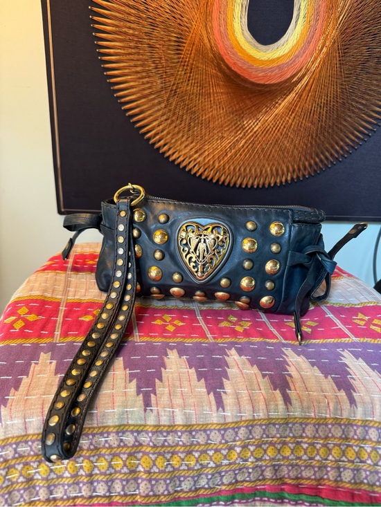 Gucci Handbags - Gucci Hysteria Leather Studded Clutch Bag Blue/Black